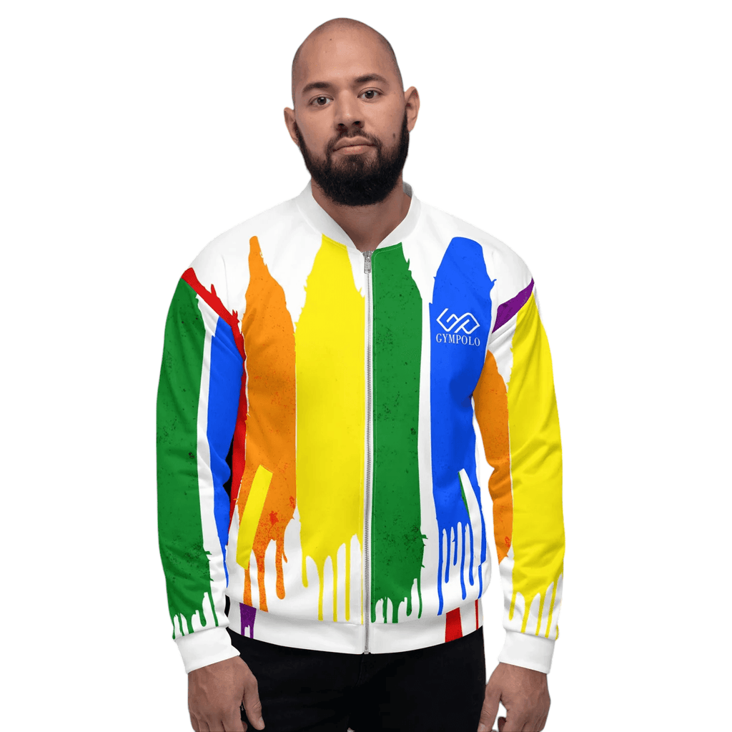 GYMPOLO Unisex Rainbow Bomber Jacket-GYMPOLO.COM
