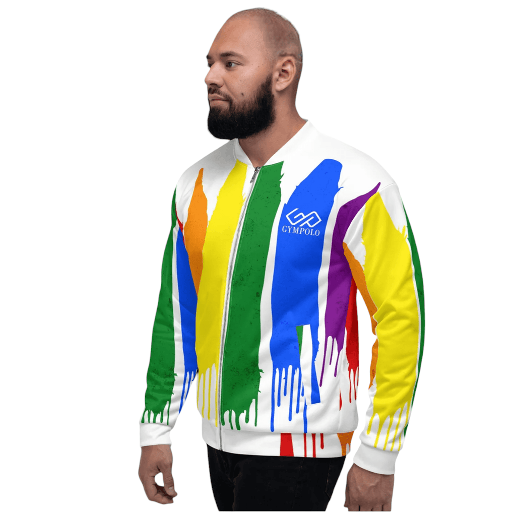 GYMPOLO Unisex Rainbow Bomber Jacket-GYMPOLO.COM